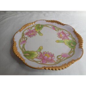 Vtg Art Deco Lotus Handpainted Decorative Plate